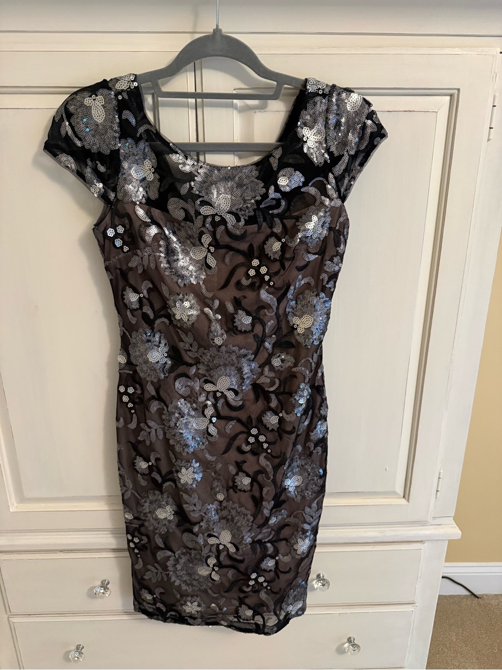 Calvin Klein Black and Silver Sequin dress - size 2